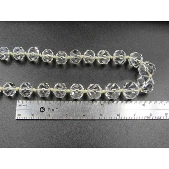 16" Sterling Silver Chunky Faceted Clear Quartz Necklace Vintage Minimalist - Picture 5 of 6